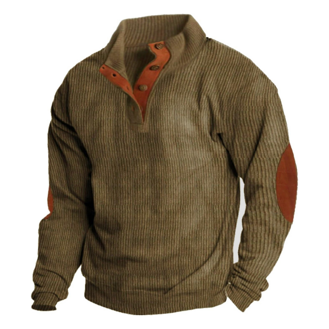 Bram | Pull rétro pour homme à col montant et coudières