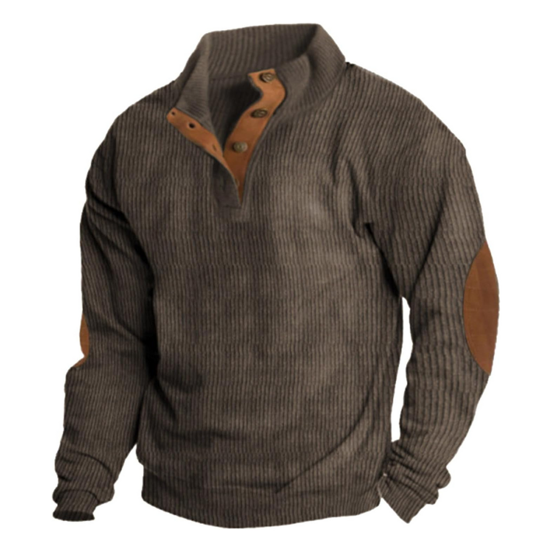 Bram | Pull rétro pour homme à col montant et coudières
