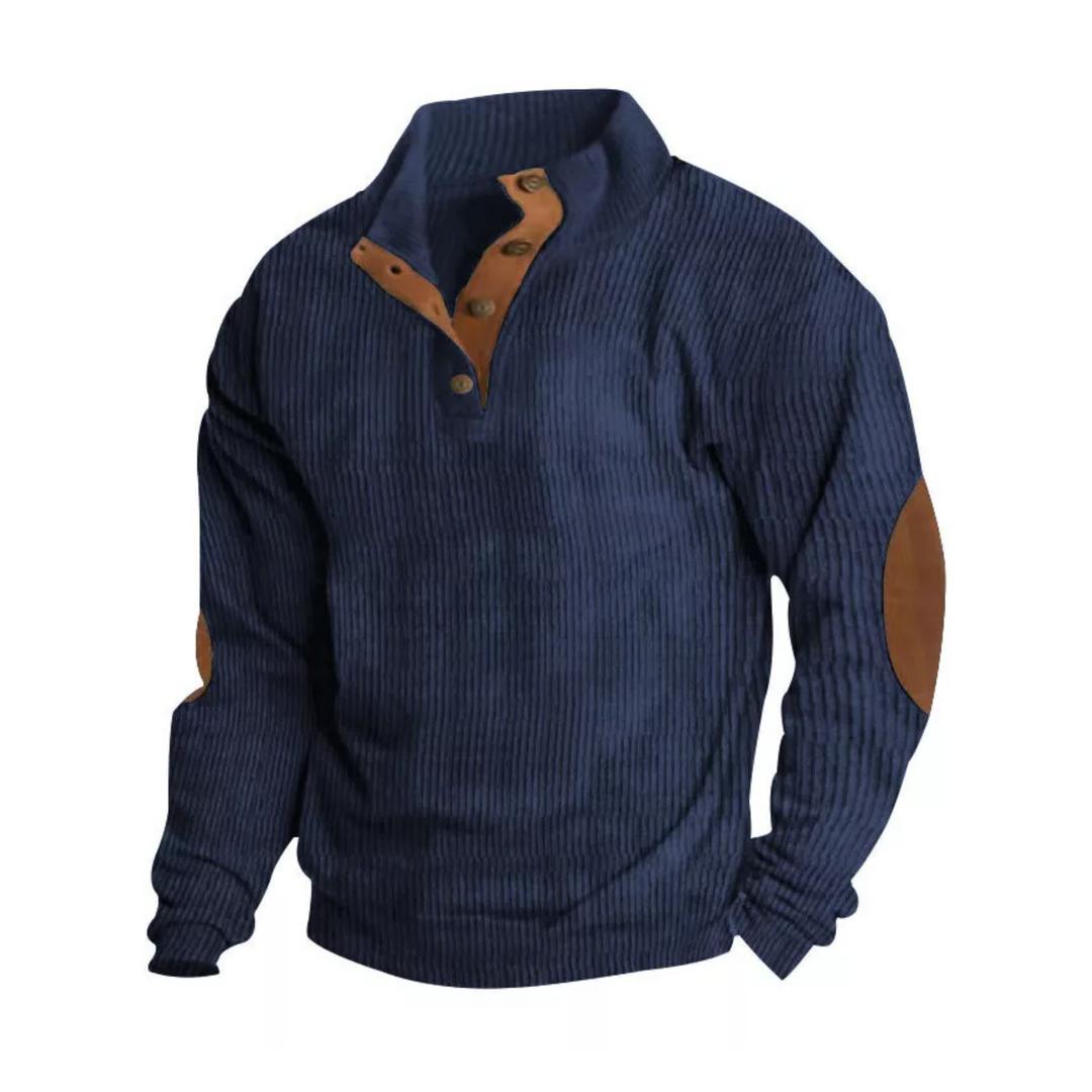 Bram | Pull rétro pour homme à col montant et coudières