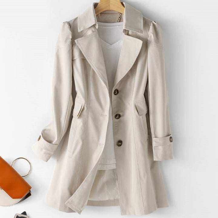 Elise | Trench-coat midi cintré pour femme à col à revers
