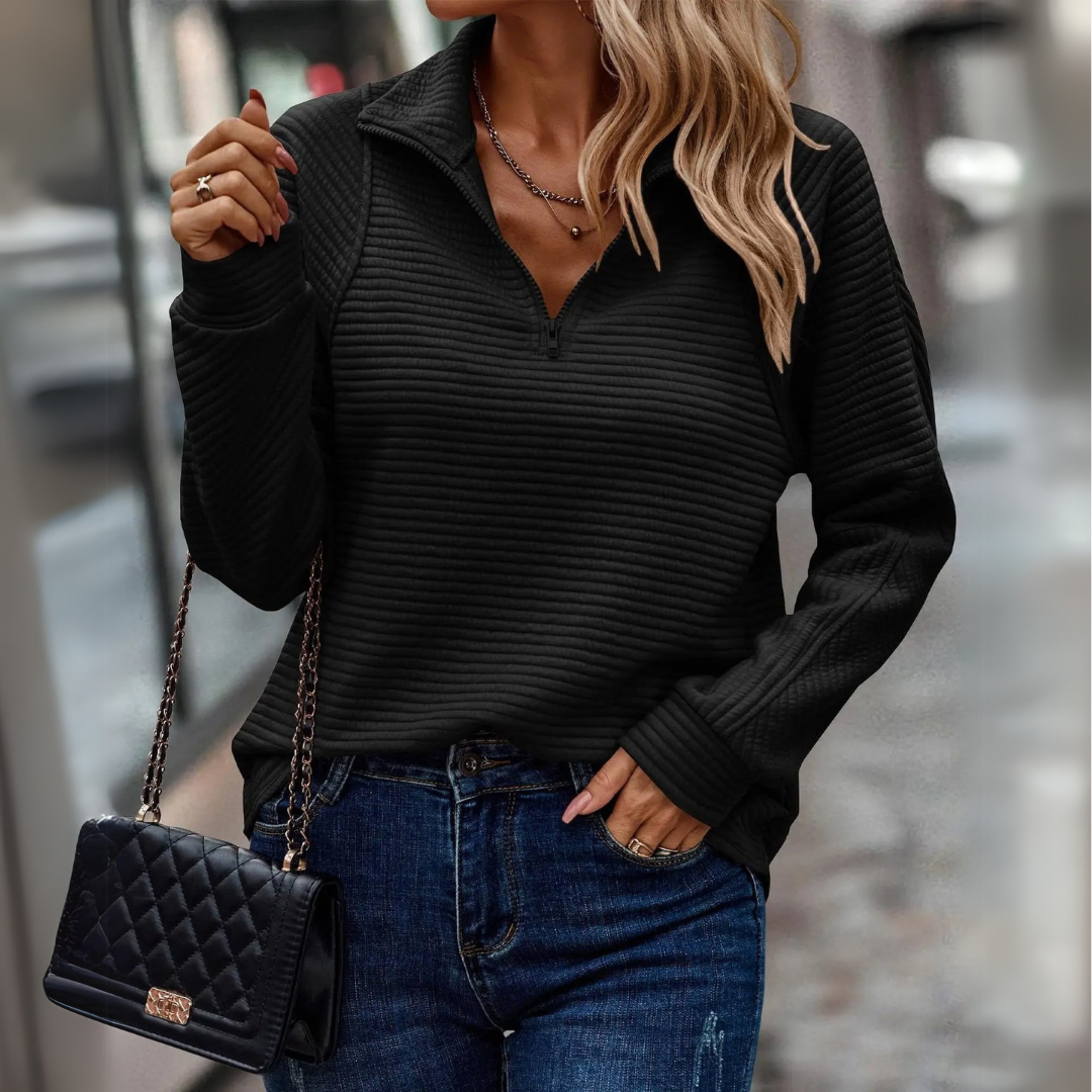 Eva | Pull côtelé pour femme à demi-zip