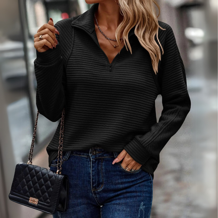 Eva | Pull côtelé pour femme à demi-zip