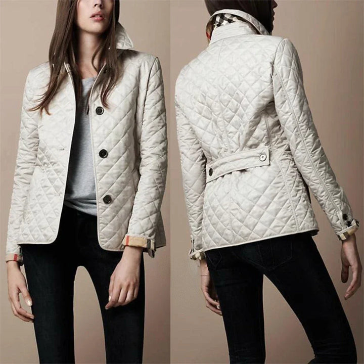 Femke | Veste cintrée matelassée à carreaux pour femme, à col montant