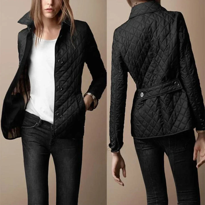 Femke | Veste cintrée matelassée à carreaux pour femme, à col montant
