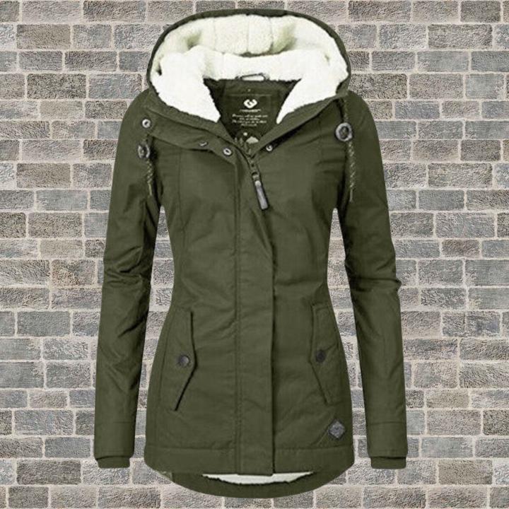 Fien | Dames Gevoerde Capuchon Ritssluiting Lange Parka