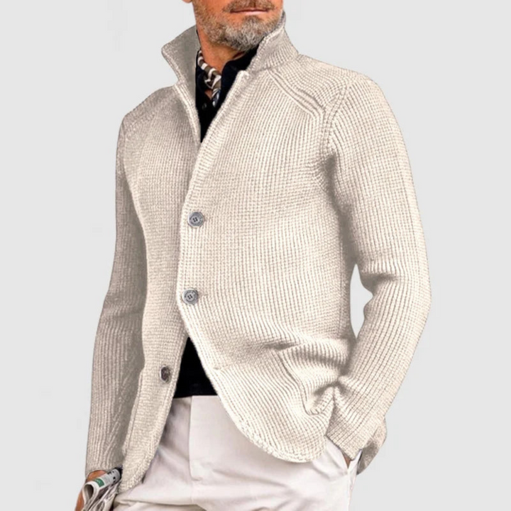 Finn | Cardigan tricoté cintré pour homme à col montant