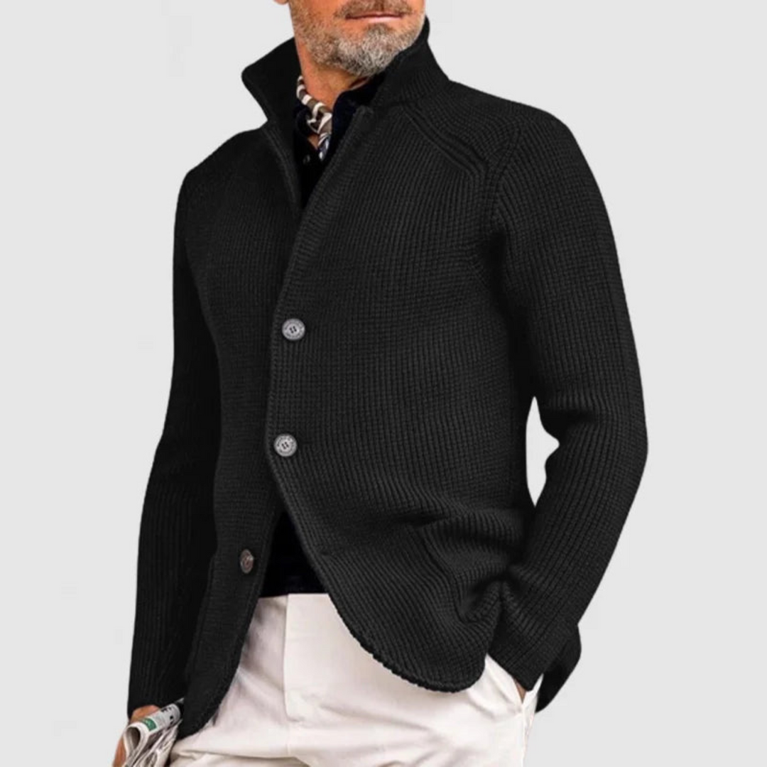 Finn | Cardigan tricoté cintré pour homme à col montant