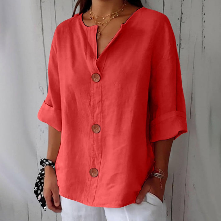 Fleur | Dames Casual V-Hals Button-Down Blouse