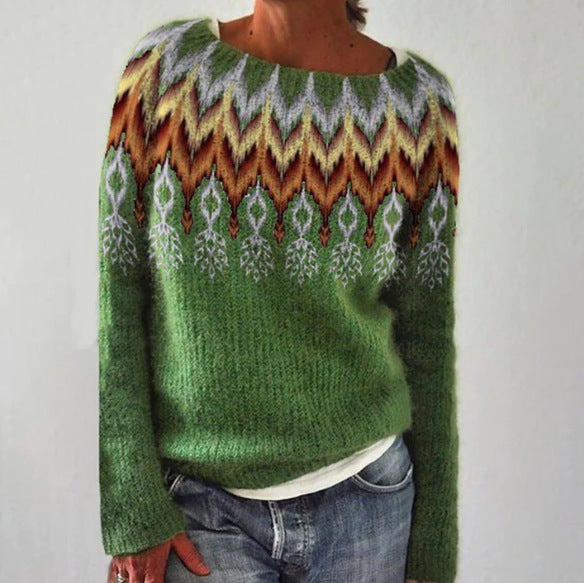 Ingrid | Pull pour femme à motif norvégien et col rond