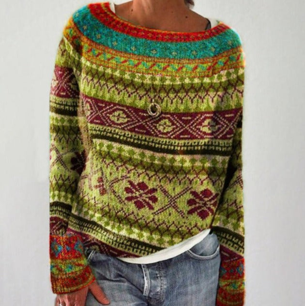 Ingrid | Pull pour femme à motif norvégien et col rond