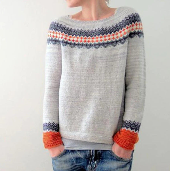 Ingrid | Pull pour femme à motif norvégien et col rond