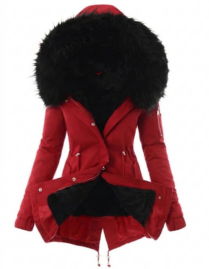 Iris | Longue parka d’hiver cintrée pour femme à capuche