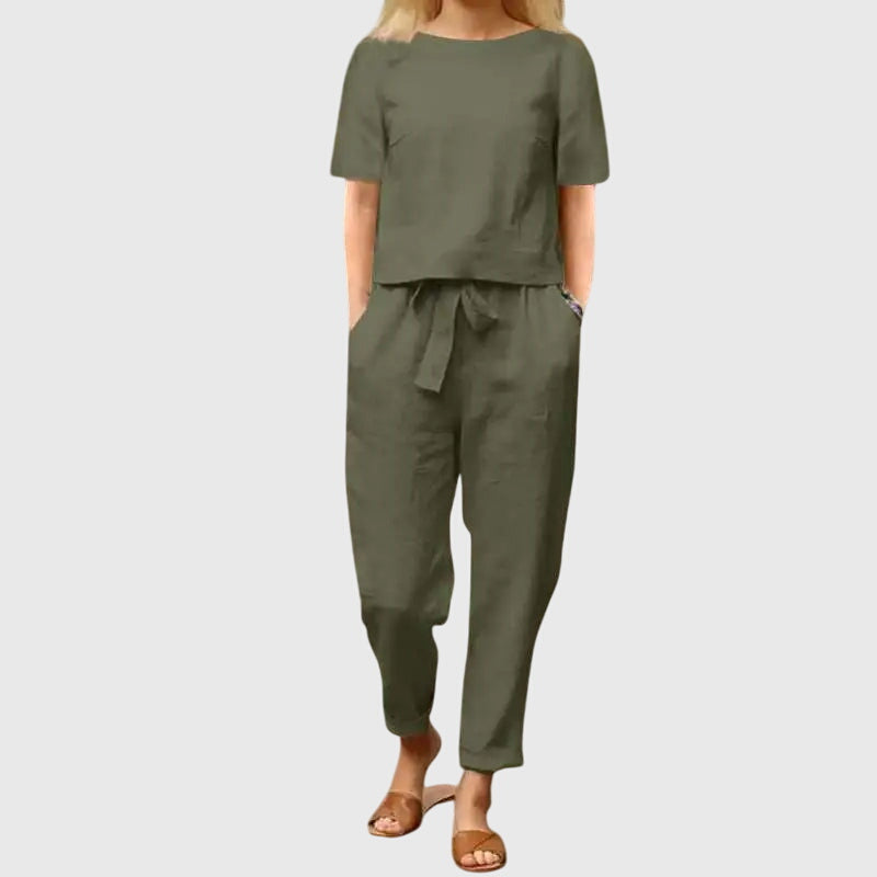Lana | Ensemble coordonné pour femmes, coupe décontractée, aspect lin, été