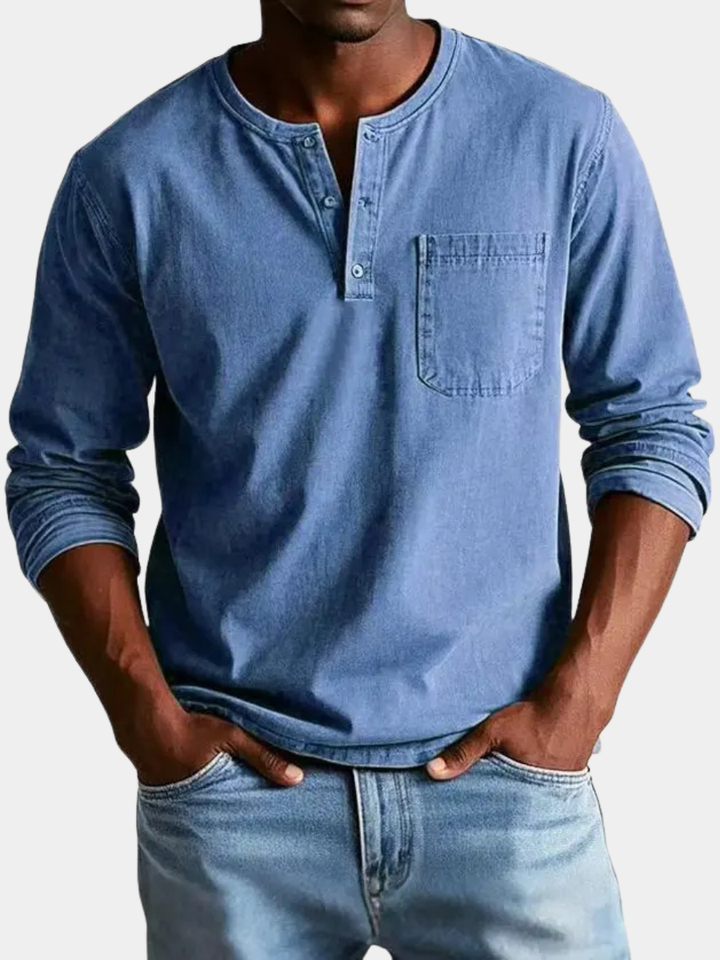 Milan | Chemise Henley vintage pour homme à manches longues