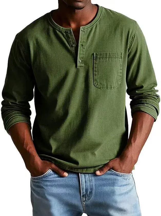 Milan | Chemise Henley vintage pour homme à manches longues