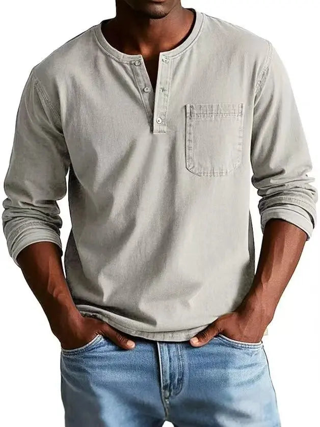 Milan | Chemise Henley vintage pour homme à manches longues
