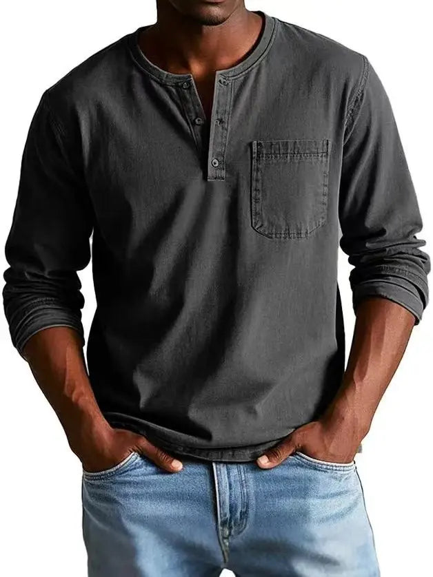 Milan | Chemise Henley vintage pour homme à manches longues