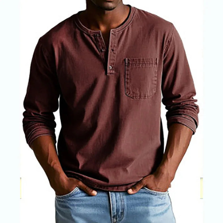 Milan | Chemise Henley vintage pour homme à manches longues