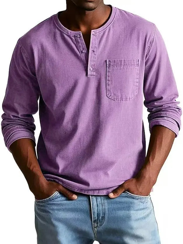 Milan | Chemise Henley vintage pour homme à manches longues