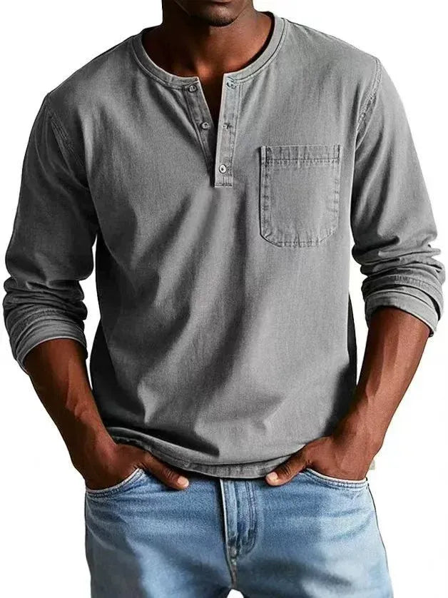 Milan | Chemise Henley vintage pour homme à manches longues