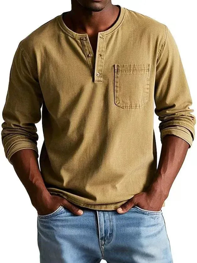 Milan | Chemise Henley vintage pour homme à manches longues