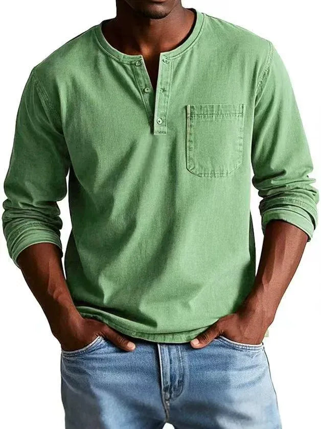 Milan | Chemise Henley vintage pour homme à manches longues