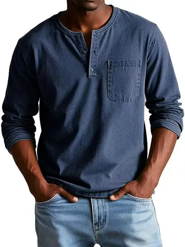 Milan | Chemise Henley vintage pour homme à manches longues