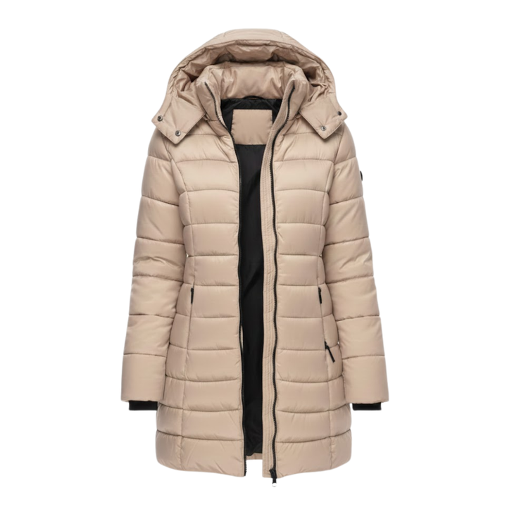 Noor | Dames Gewatteerd Capuchon Middellange Parka