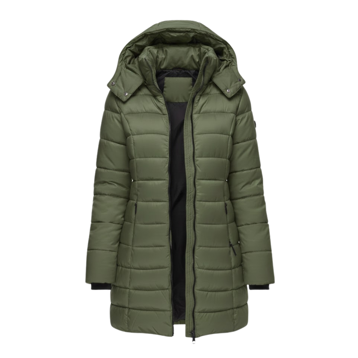 Noor | Dames Gewatteerd Capuchon Middellange Parka