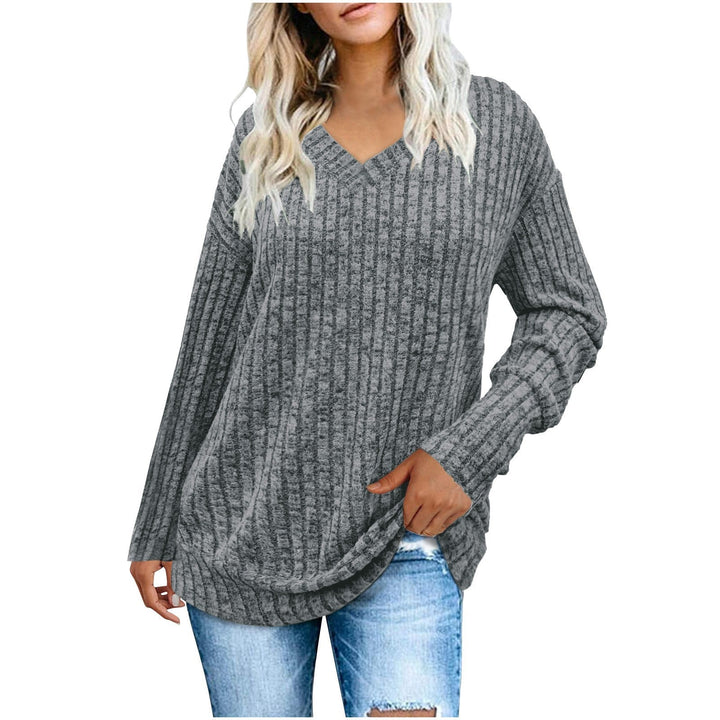Sanne | Pull côtelé pour femme à col en V