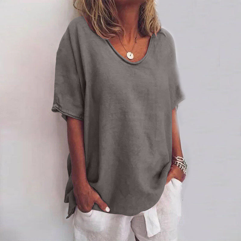 Sanne | Haut oversize pour femme à col en V et manches courtes