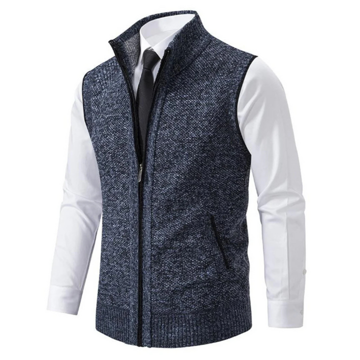 Sven | Gilet tricoté pour homme à col montant et fermeture zippée