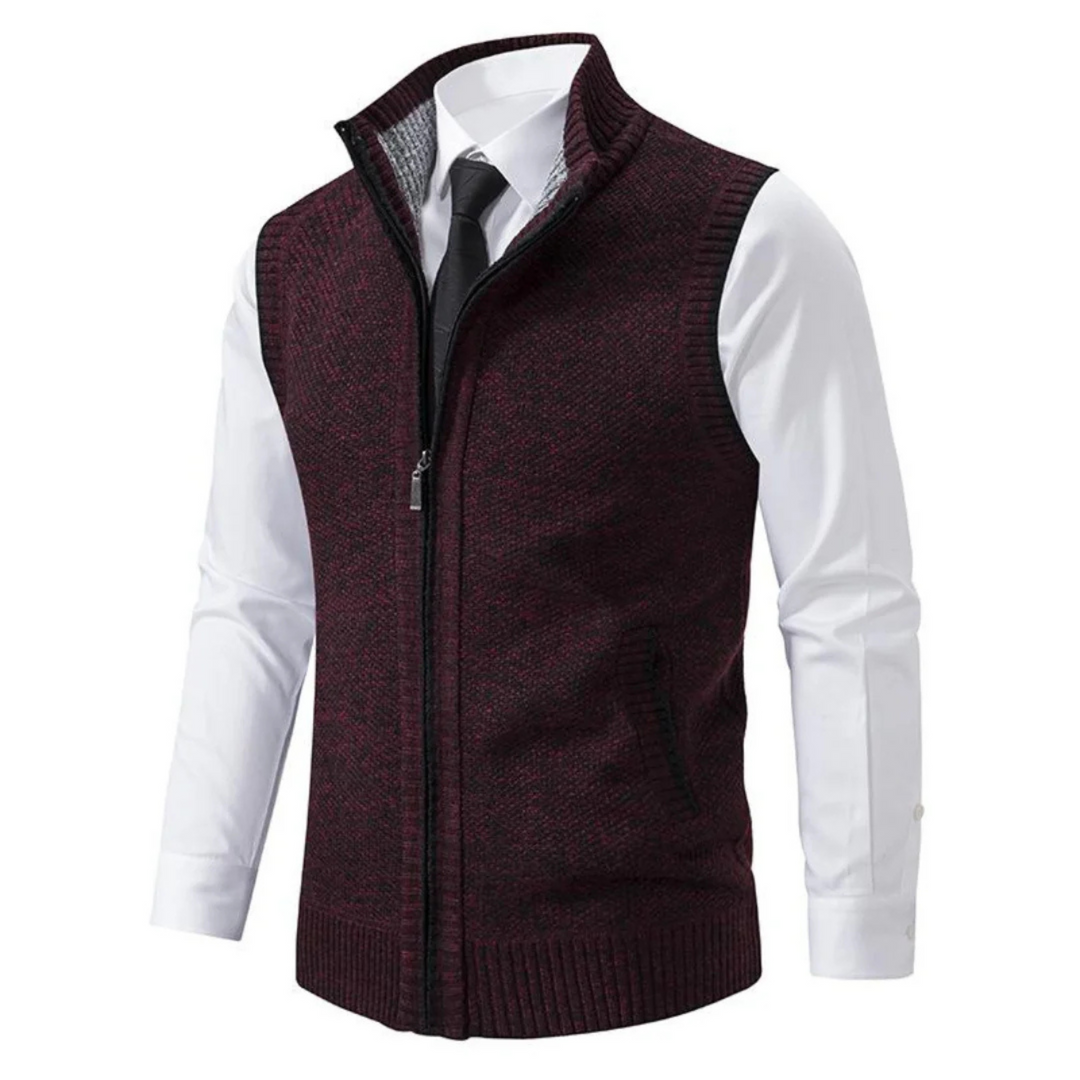 Sven | Gilet tricoté pour homme à col montant et fermeture zippée