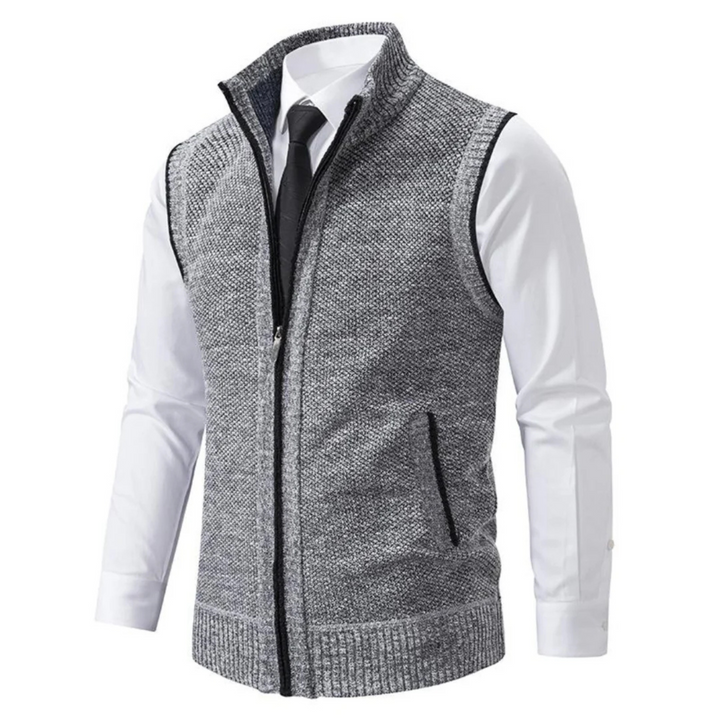 Sven | Gilet tricoté pour homme à col montant et fermeture zippée