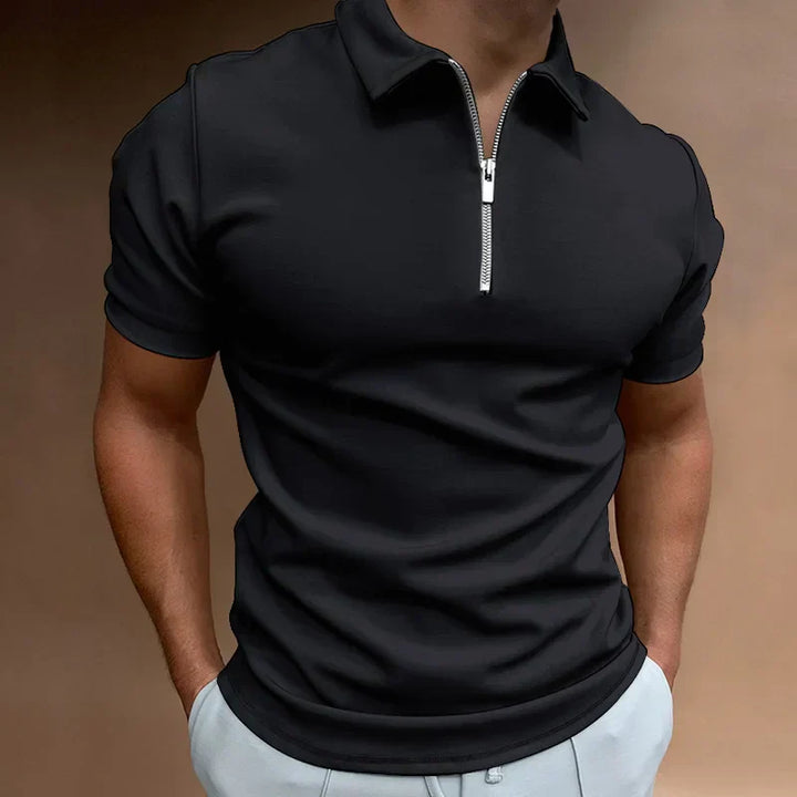 Thijs | Polo pour hommes à fermeture zippée, coupe ajustée, chic décontracté