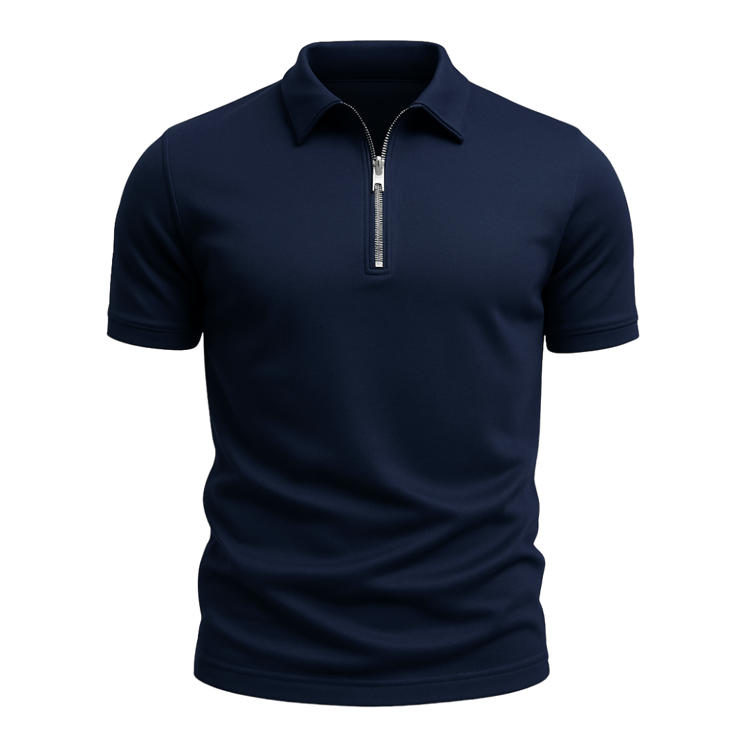 Thijs | Polo pour hommes à fermeture zippée, coupe ajustée, chic décontracté