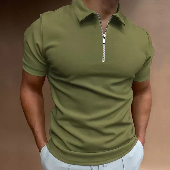 Thijs | Polo pour hommes à fermeture zippée, coupe ajustée, chic décontracté