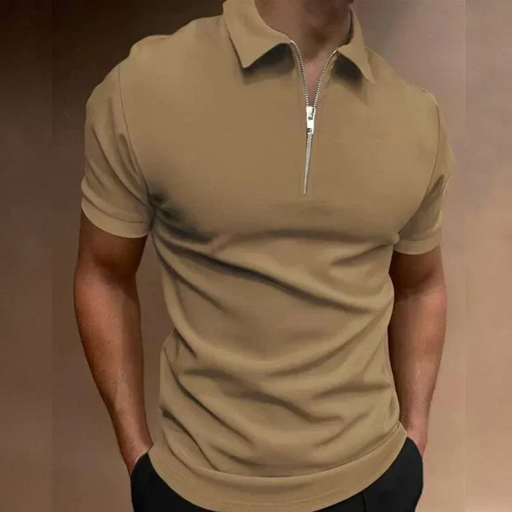 Thijs | Polo pour hommes à fermeture zippée, coupe ajustée, chic décontracté