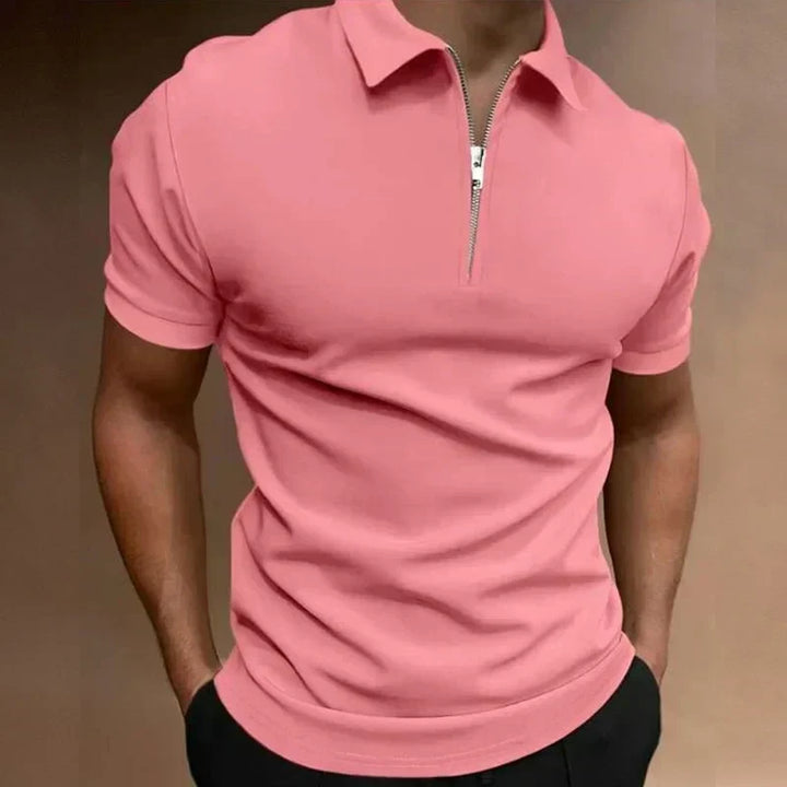 Thijs | Polo pour hommes à fermeture zippée, coupe ajustée, chic décontracté