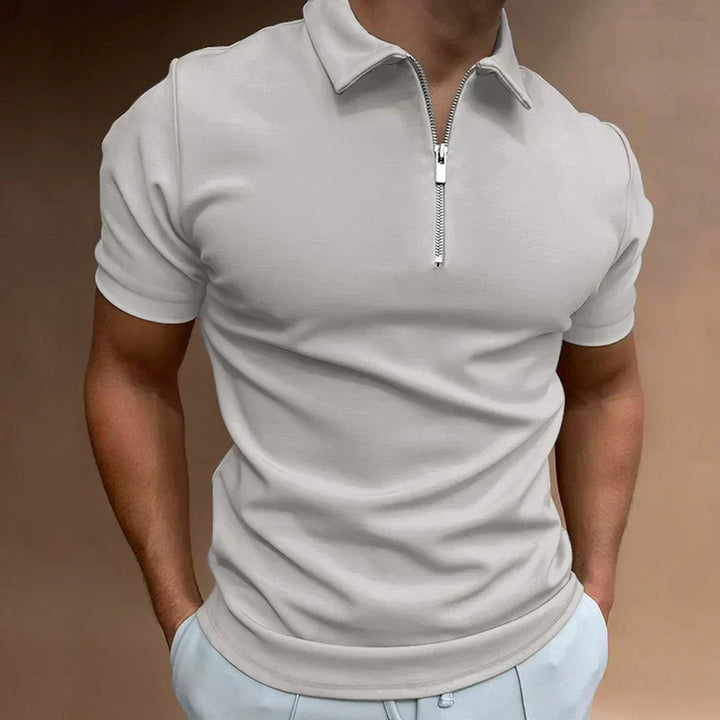 Thijs | Polo pour hommes à fermeture zippée, coupe ajustée, chic décontracté
