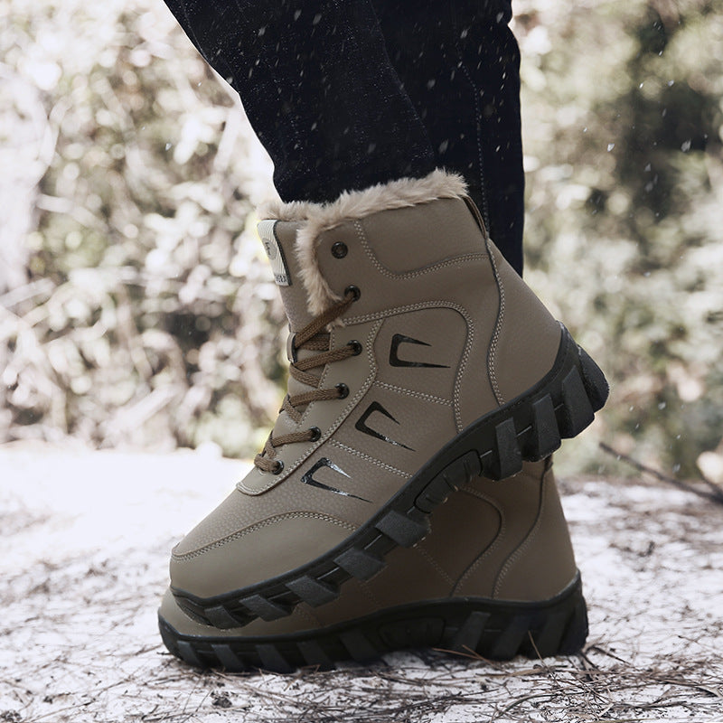 Anouk kaki gevoerde snowboots met veters, zijaanzicht gedragen