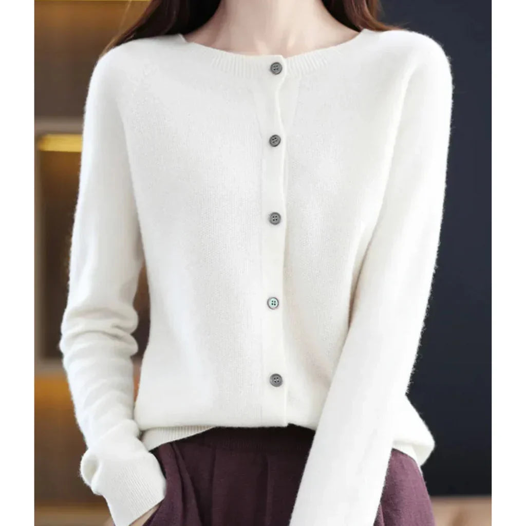 Anouk witte wollen cardigan, vooraanzicht