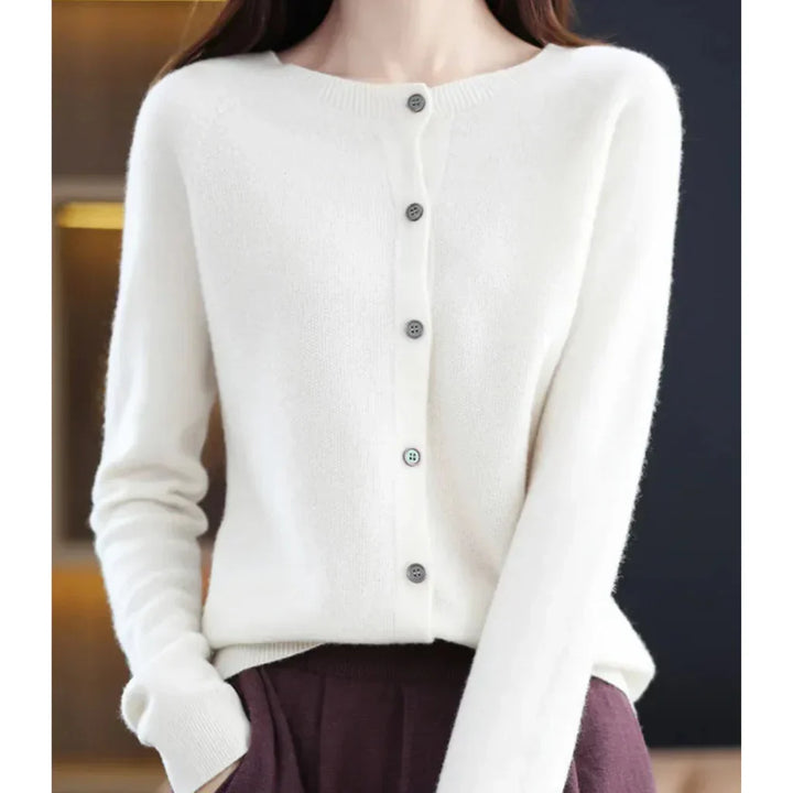 Anouk witte wollen cardigan, vooraanzicht