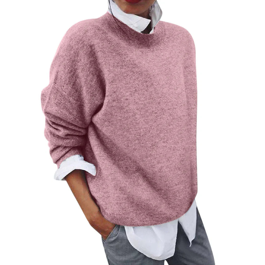 Anouk oversized gebreide trui in roze, vooraanzicht