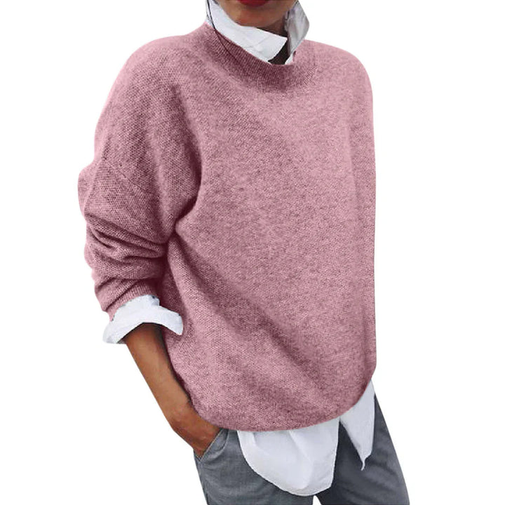 Anouk oversized gebreide trui in roze, vooraanzicht