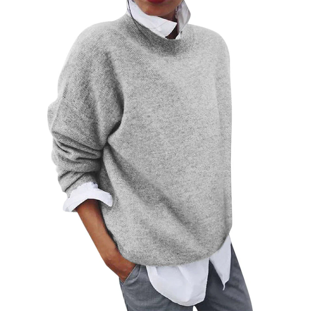 Anouk oversized gebreide trui in grijs, vooraanzicht