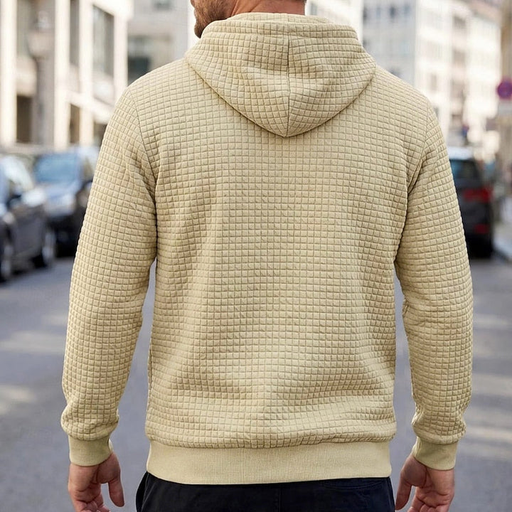 Bram hoodie achteraanzicht in zandkleur