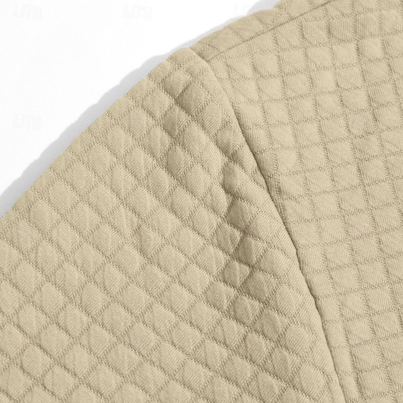 Close-up van geribbelde stof en naad van Bram hoodie