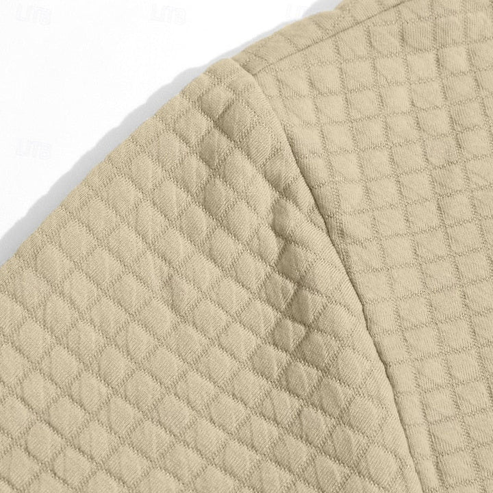 Close-up van geribbelde stof en naad van Bram hoodie