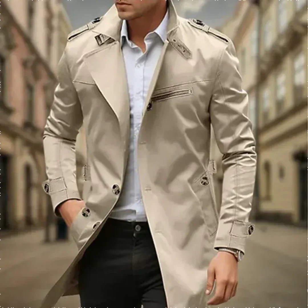 Bram trenchcoat in beige, close-up detail